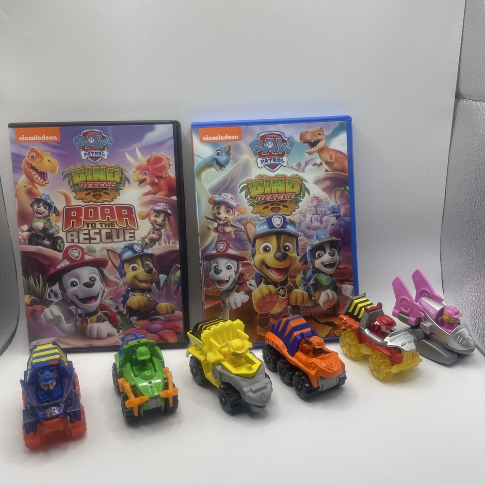 Paw Patrol Dino Rescue an Roar DVD True 6 Metal Vehicles Rocky Rubble Chase